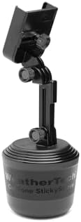 WeatherTech CupFone with Extension – Adjustable, Universal Cup Holder Cell Phone Mount Car & Truck Accessory – Best Design for iPhone & Smartphone Charging – Black Plastic Knobs